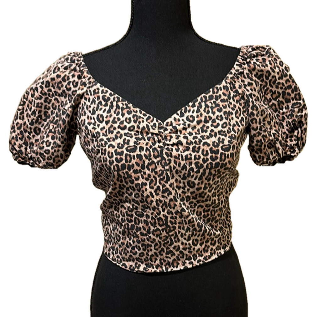 MARISSA WEBB CHEETAH PRINT SHORT SLEEVE WITH OPEN BACK TIE DETAIL